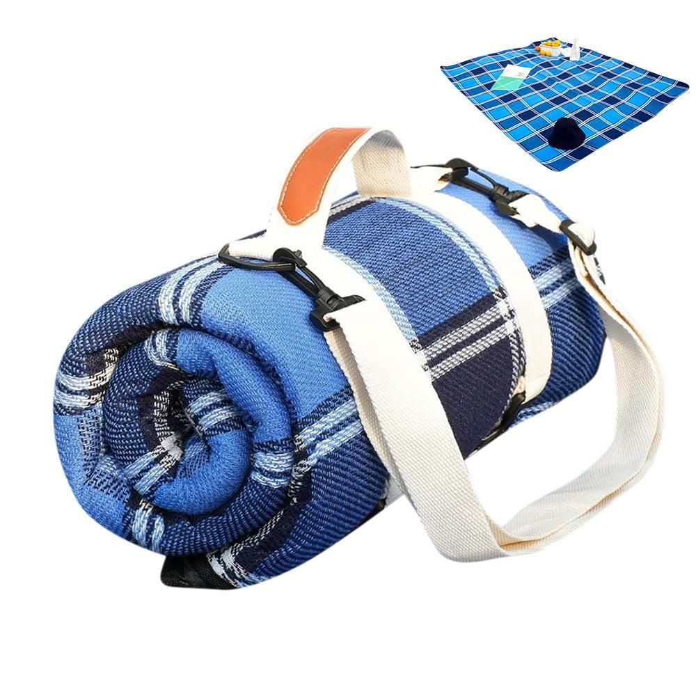 Waterproof Picnic Blanket Beach Outdoor Camping Mat Large Foldable Blue - Image 1