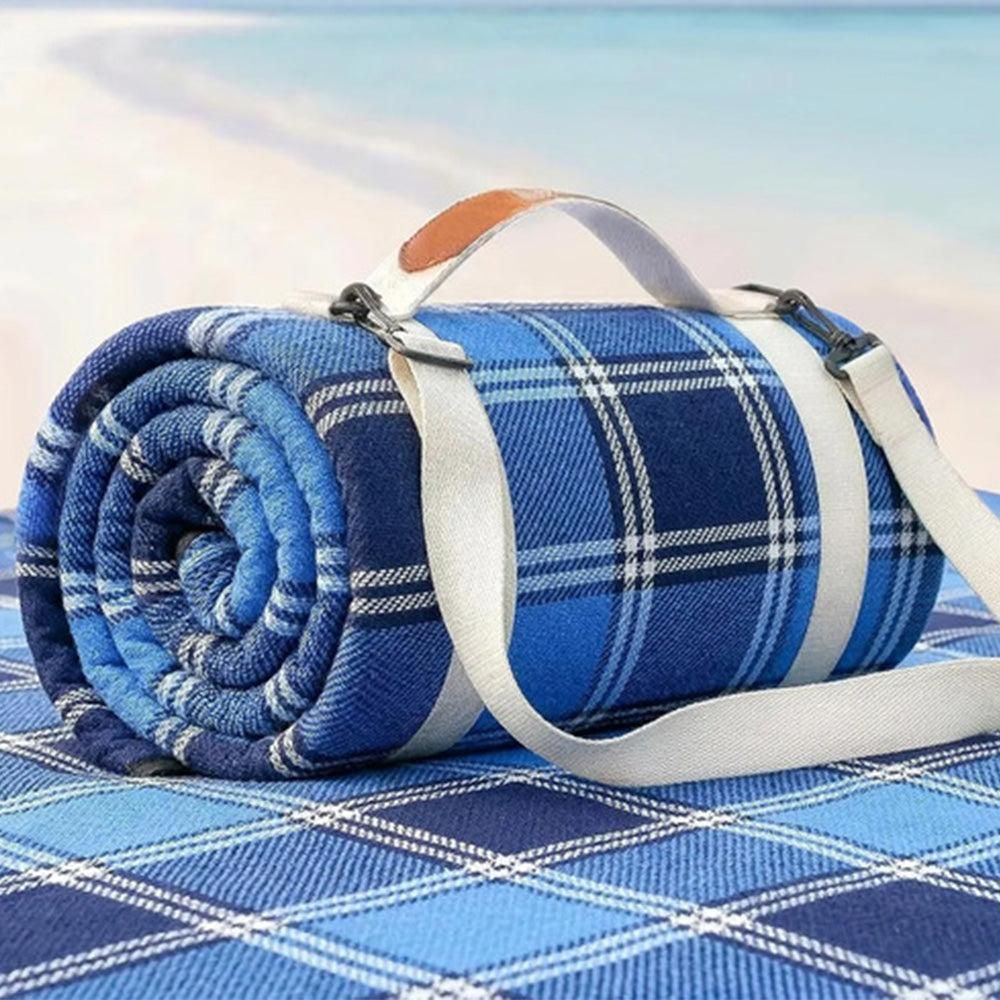 Waterproof Picnic Blanket Beach Outdoor Camping Mat Large Foldable Blue - Image 5