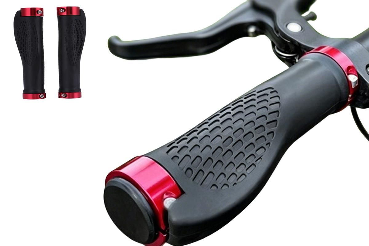 Cycling Lock-On MTB Ergonomic Mountain Bike Rubber Grips Bicycle Handlebar - Red - Image 1