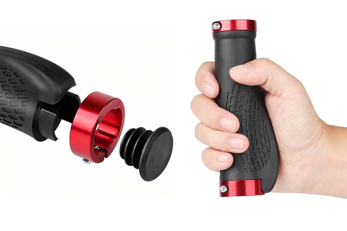 Cycling Lock-On MTB Ergonomic Mountain Bike Rubber Grips Bicycle Handlebar - Red - Image 7