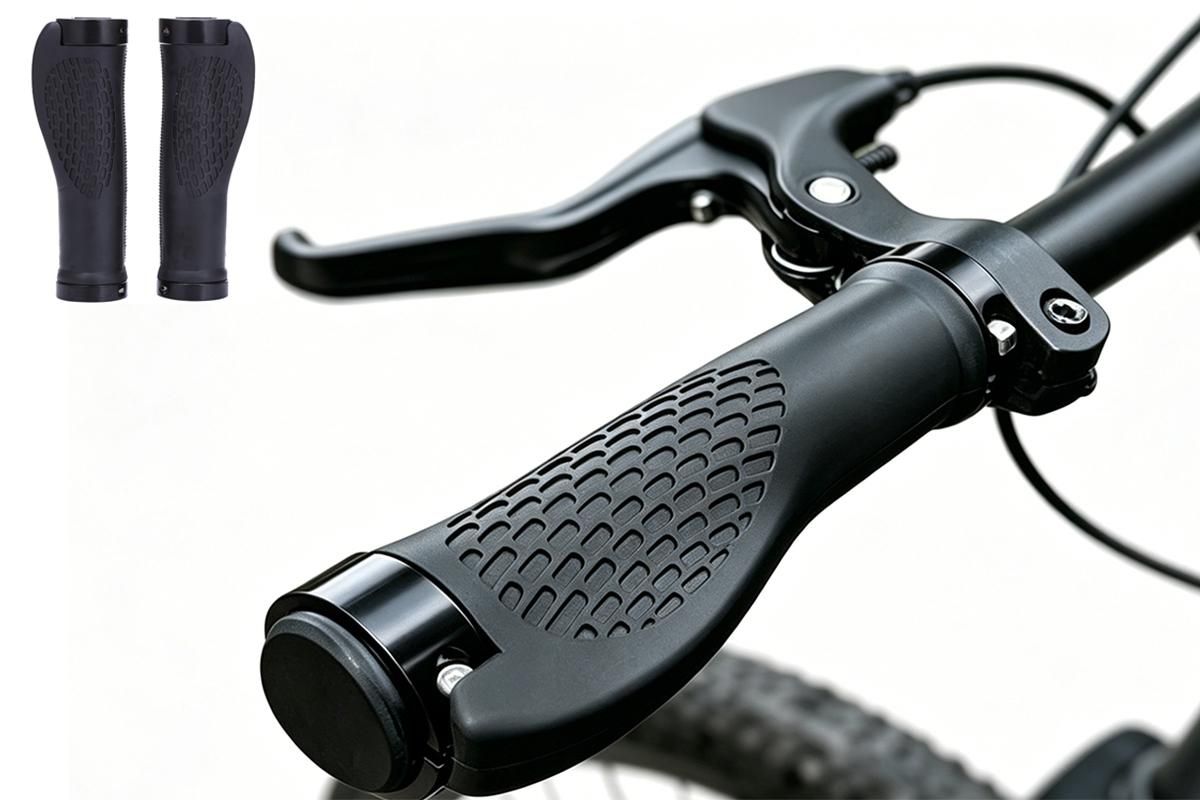 Cycling Lock-On MTB Ergonomic Mountain Bike Rubber Grips Bicycle Handlebar - Black - Image 1