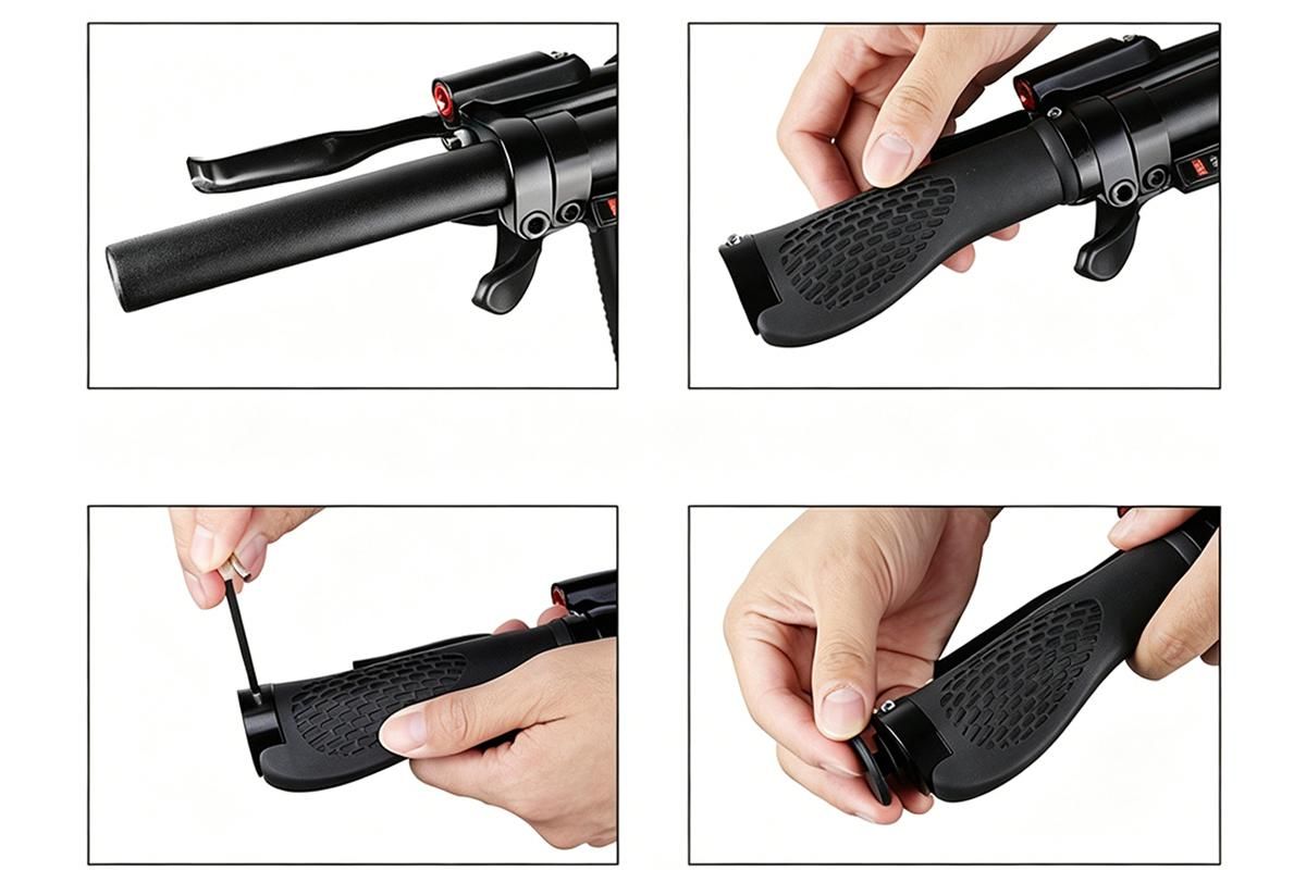 Cycling Lock-On MTB Ergonomic Mountain Bike Rubber Grips Bicycle Handlebar - Black - Image 5