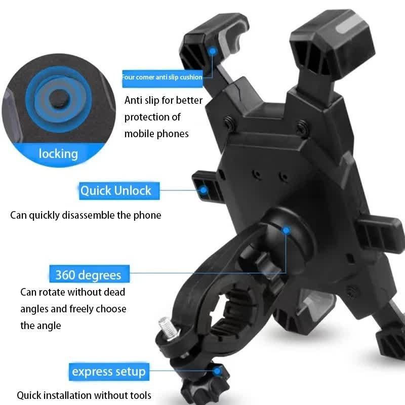 Red Secure Grip Bike Phone Mount Adjustable 360 Rotation Bicycle Handlebar Holder Universal Cradle For Mtb & Road Cycling Mounts & Holders - Image 5