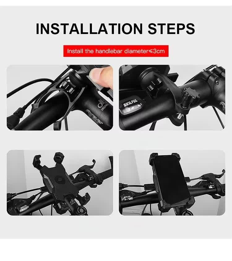Blue Secure Grip Bike Phone Mount Adjustable 360 Rotation Bicycle Handlebar Holder Universal Cradle For Mtb & Road Cycling Mounts & Holders - Image 8