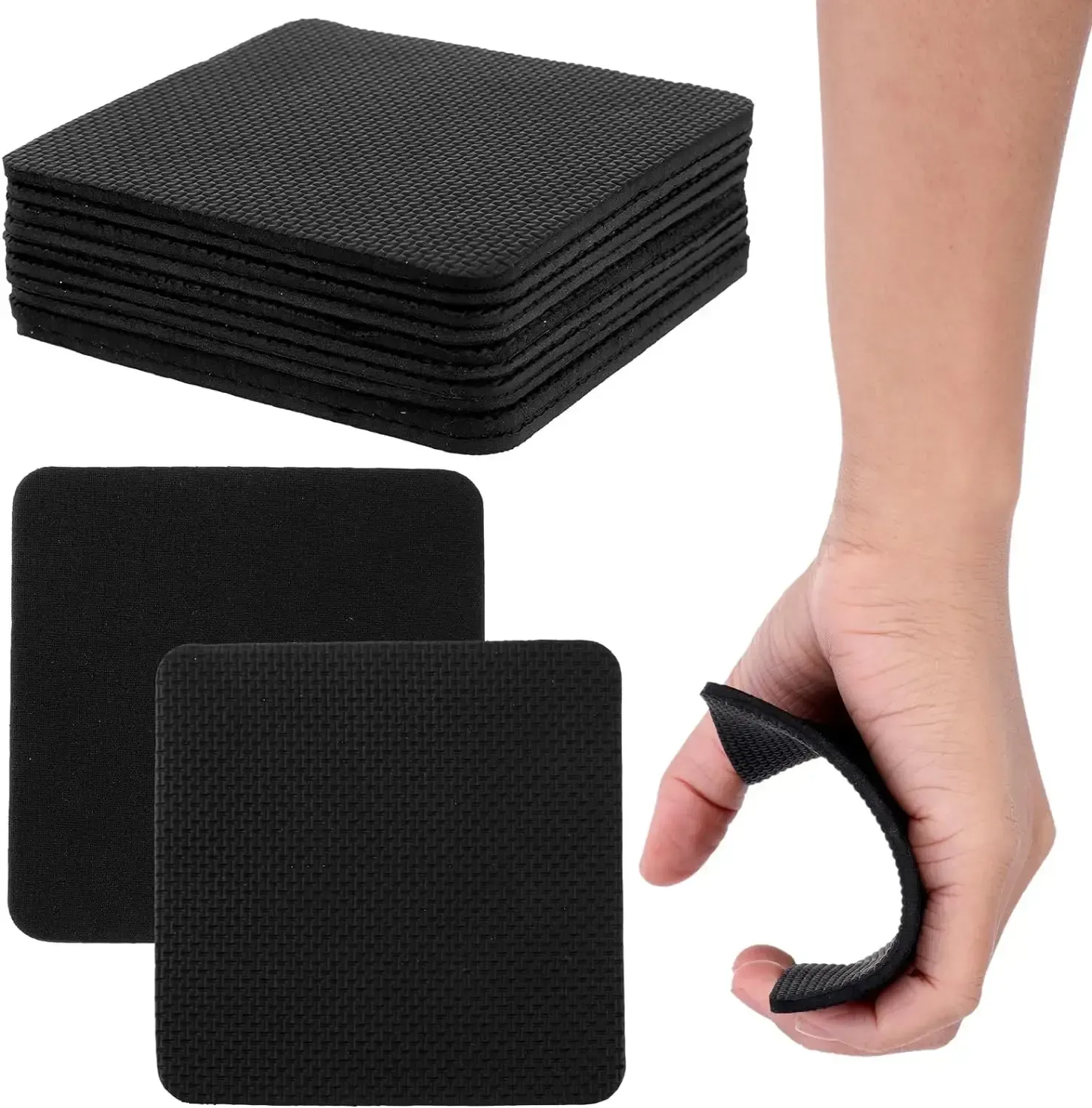 10Pcs Gym Workout Lifting Grips for Men & Women Pull up Weightlifting Hand Grips No Sweaty Hands - Black - Image 1