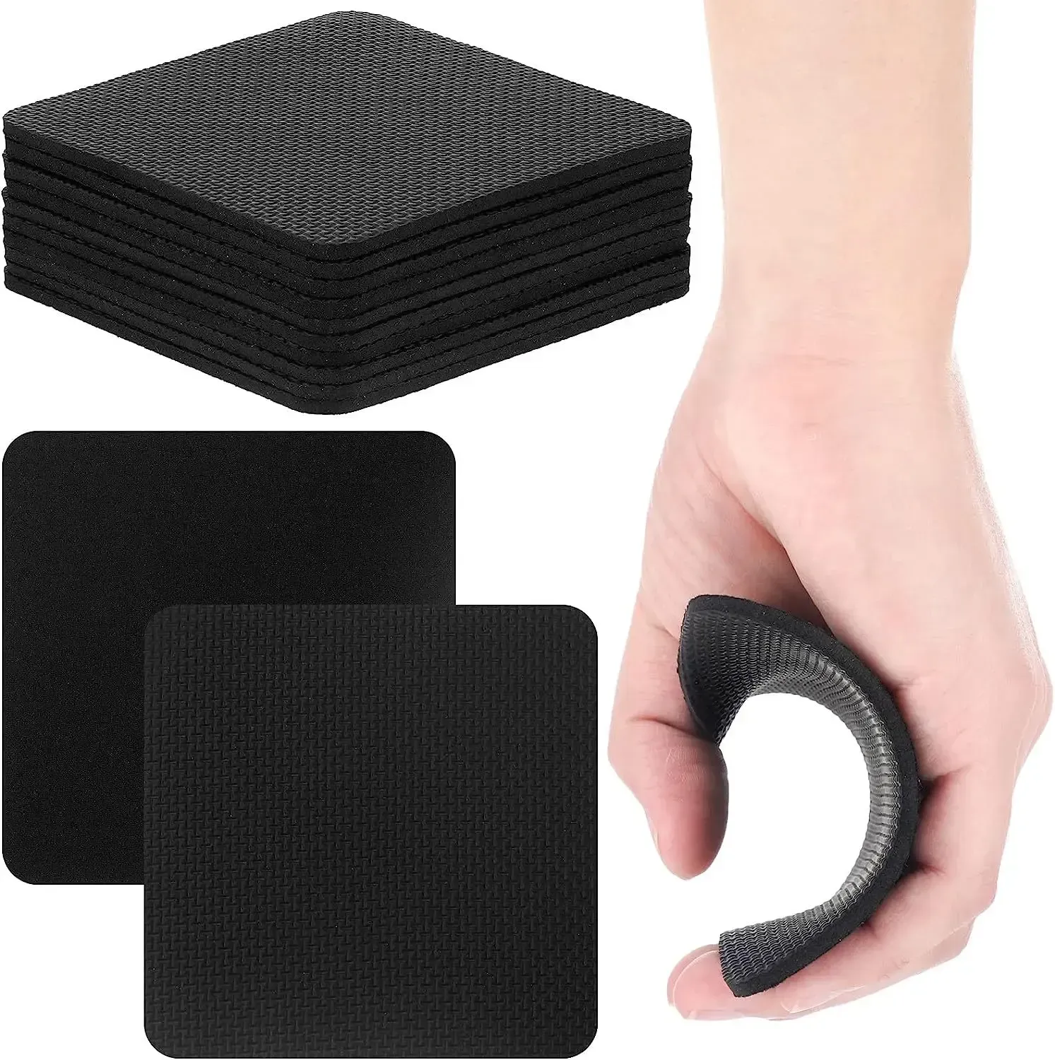 10Pcs Gym Workout Lifting Grips for Men & Women Pull up Weightlifting Hand Grips No Sweaty Hands - Black - Image 2