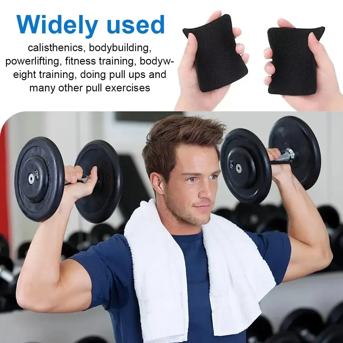 10Pcs Gym Workout Lifting Grips for Men & Women Pull up Weightlifting Hand Grips No Sweaty Hands - Black - Image 3