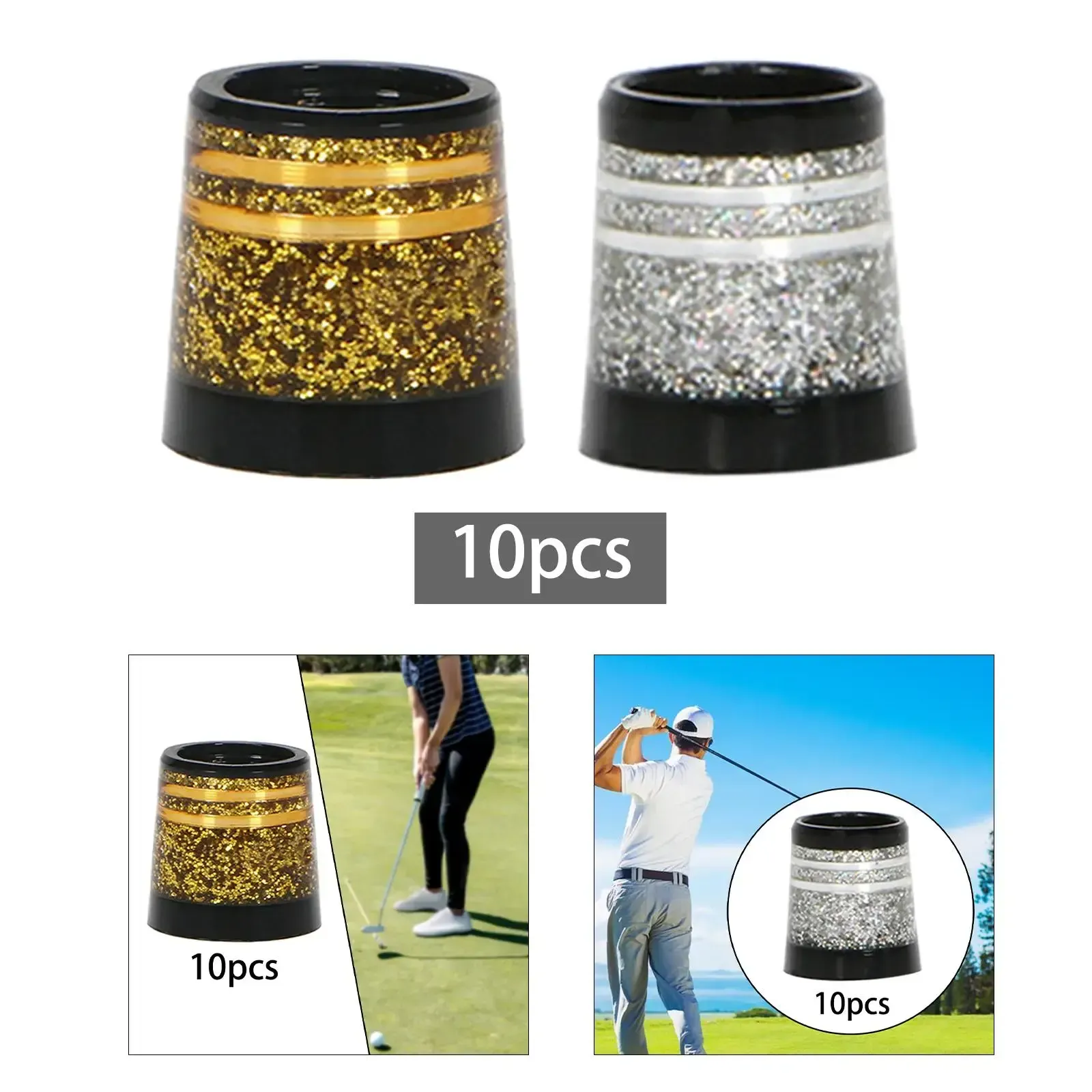 10Pcs Tapered Golf Iron Ferrules for Tapered Shaft 0.370 Sleeves Iron Wedge Golf Club Repair Parts Tool - Gold - Image 2