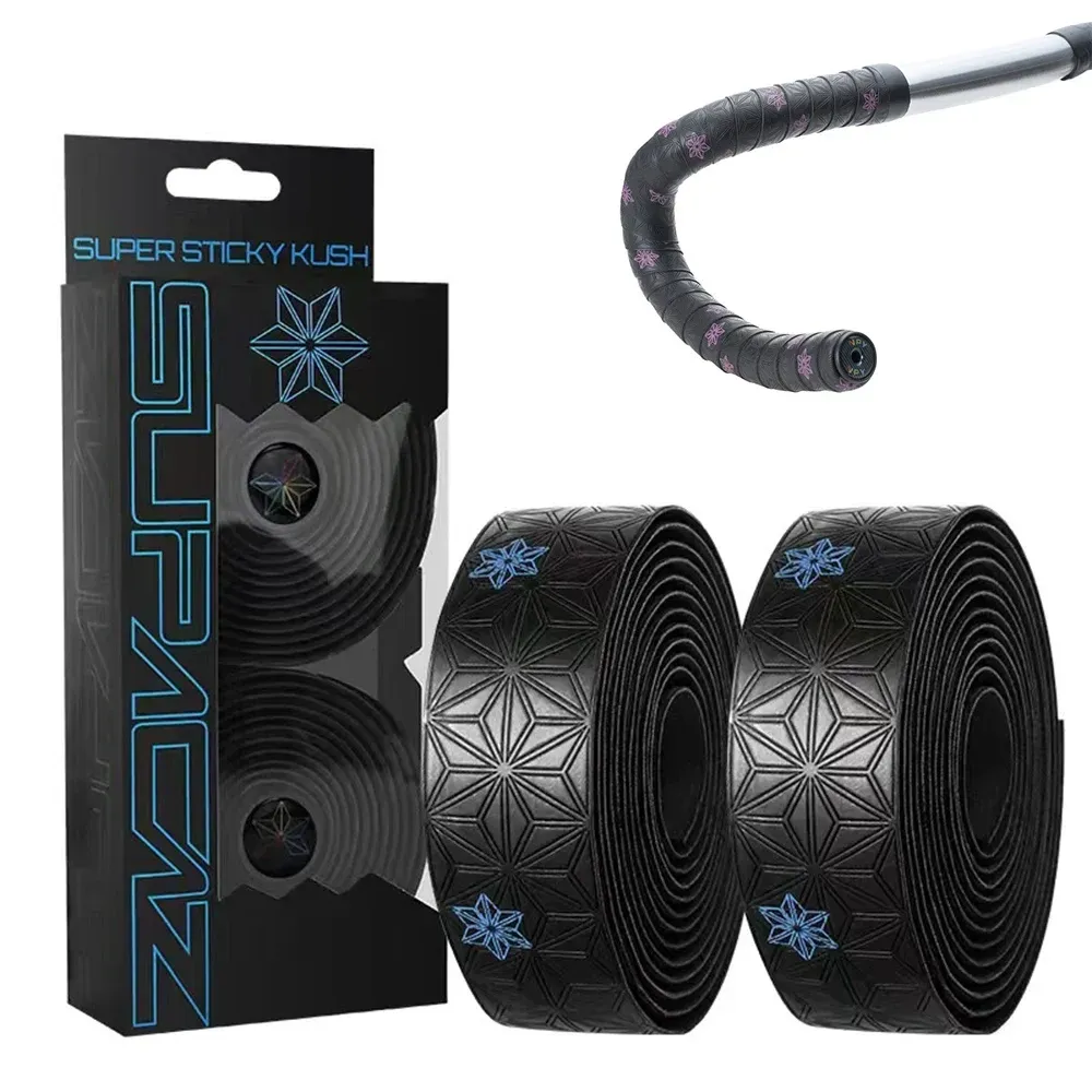 Road Bike Handlebar Tape AntiSlip AntiVibration PU with Bar End Plugs - Triangle Green - Image 2