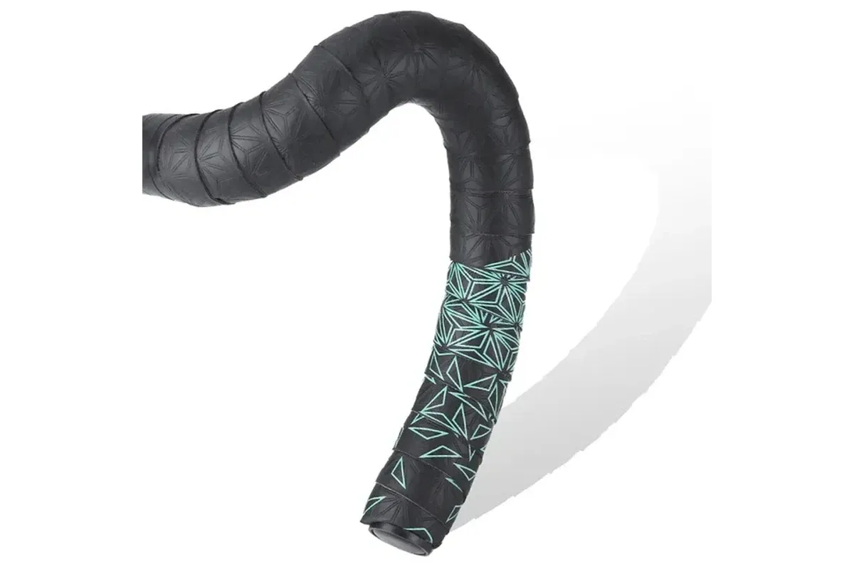 Road Bike Handlebar Tape AntiSlip AntiVibration PU with Bar End Plugs - Triangle Green - Image 8