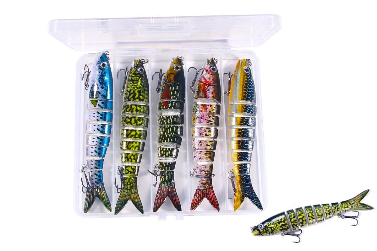 5 Pcs Jointed Fishing Lures Set Wobblers Swimbait Crankbait Hard Bait - Image 1