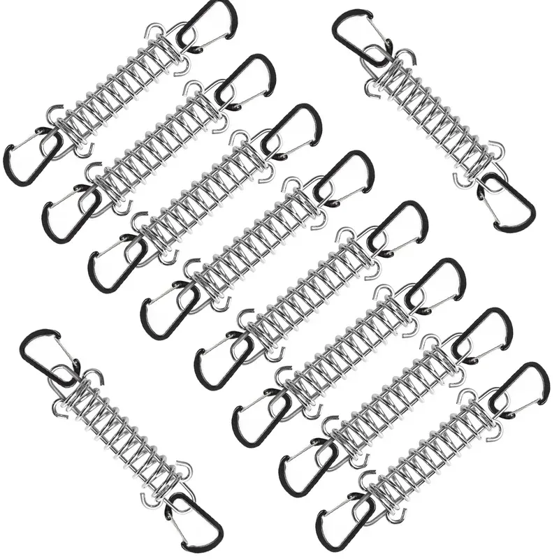 10Pcs Tent Wind Rope Spring Buckle Tent Tensioner Camping Deck Pegs Carabiner Clips Awning Tightener Fixed Hook - Image 1