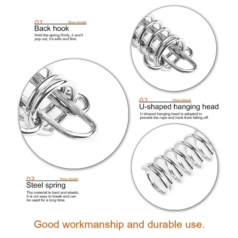 10Pcs Tent Wind Rope Spring Buckle Tent Tensioner Camping Deck Pegs Carabiner Clips Awning Tightener Fixed Hook - Image 4