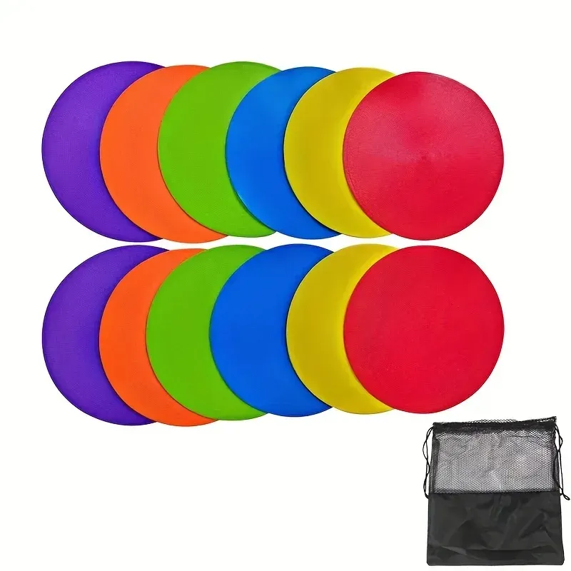 12Pcs Football Training Auxiliary Marker Disc Mat Game Sport Teach Tool - Image 1
