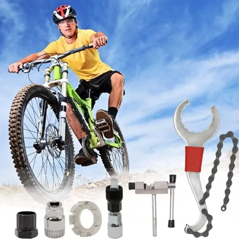 6 Pcs Bike Tool Kit For Mountain Bike With 3-in-1 Cassette Remover Wrench Chain Breaker - 6 Pcs Set - Image 4