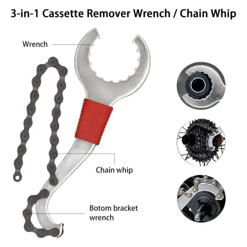 6 Pcs Bike Tool Kit For Mountain Bike With 3-in-1 Cassette Remover Wrench Chain Breaker - 6 Pcs Set - Image 5