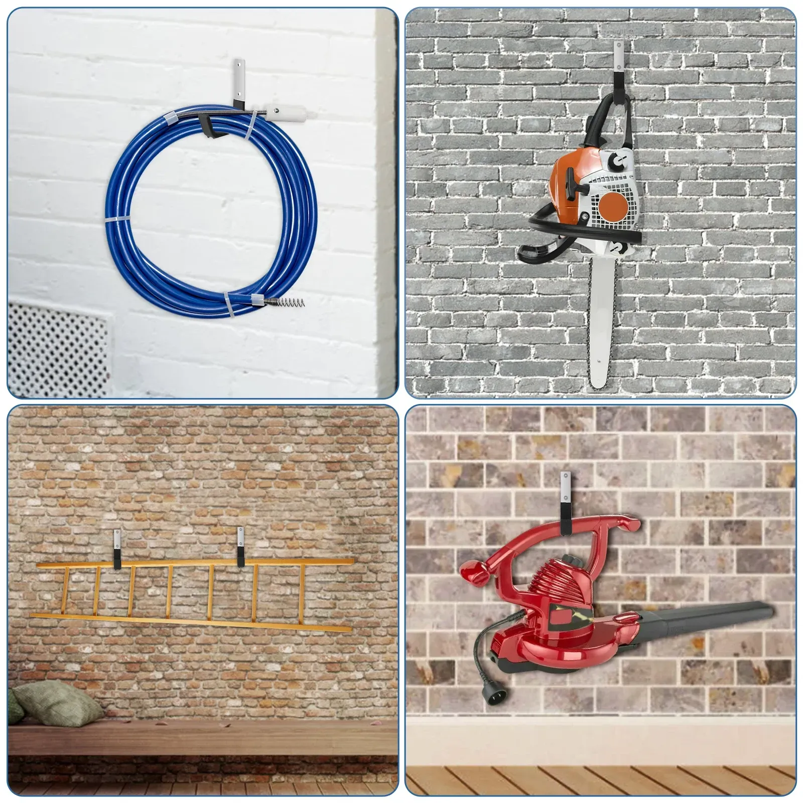 6Pcs Garage Utility Hook Wall Mount Bicycle Hook Stand 50lbs Support Capacity Anti-Slip Coating Storage Hanger Kits - 6pcs S And M And L - Image 6