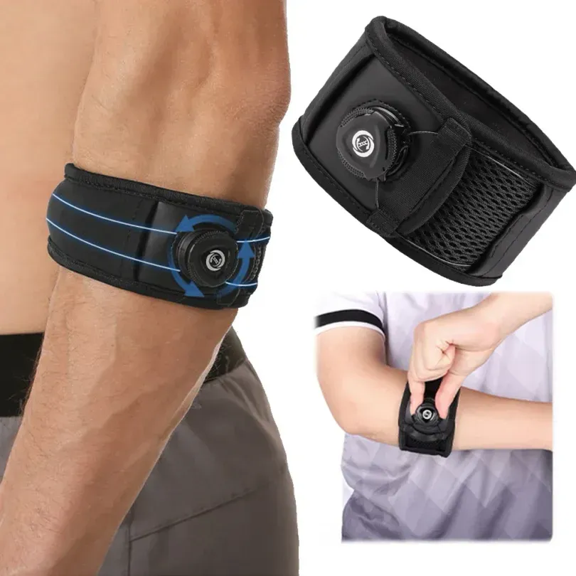 Adjustable Elbow Brace Tennis Elbow Arm Support Band Golf Strap Sports Protector Pad - Black M(20-26cm) - Image 3