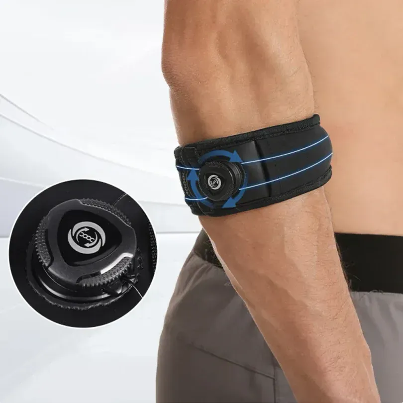 Adjustable Elbow Brace Tennis Elbow Arm Support Band Golf Strap Sports Protector Pad - Black M(20-26cm) - Image 5
