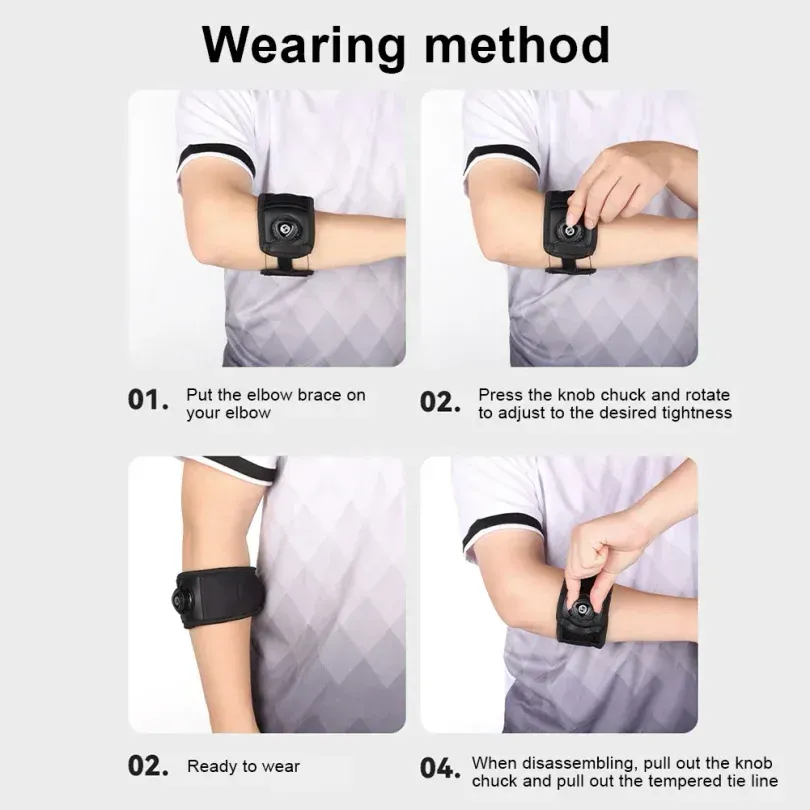 Adjustable Elbow Brace Tennis Elbow Arm Support Band Golf Strap Sports Protector Pad - Black M(20-26cm) - Image 6