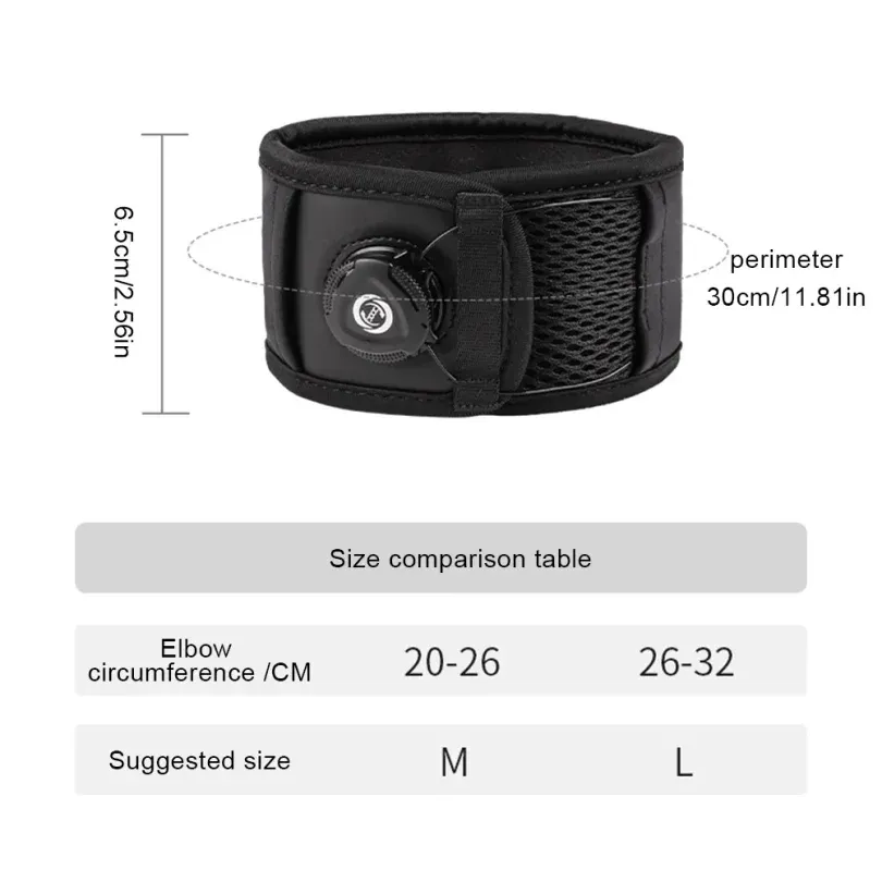 Adjustable Elbow Brace Tennis Elbow Arm Support Band Golf Strap Sports Protector Pad - Black L(26-32cm) - Image 7