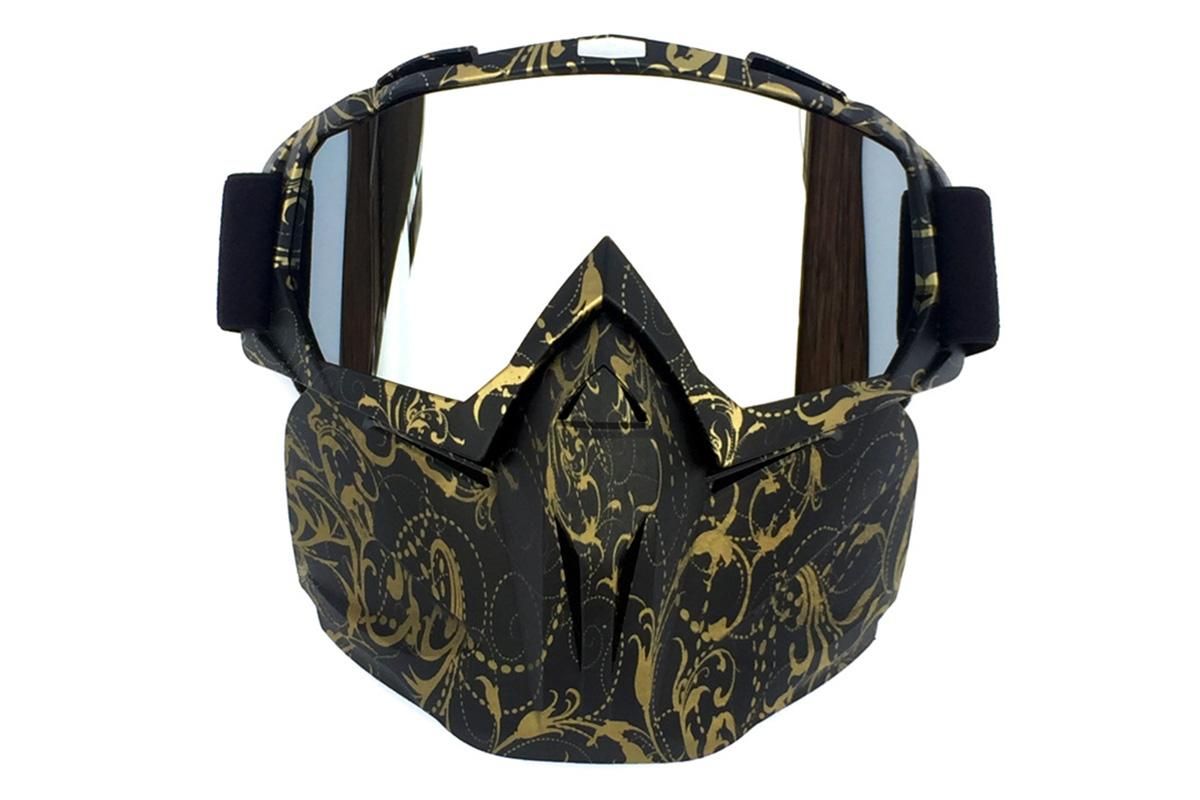 Outdoor Sport Goggles Ski Snowmobile Face Mask with Sun Glasses - Bronze and Black - Image 2