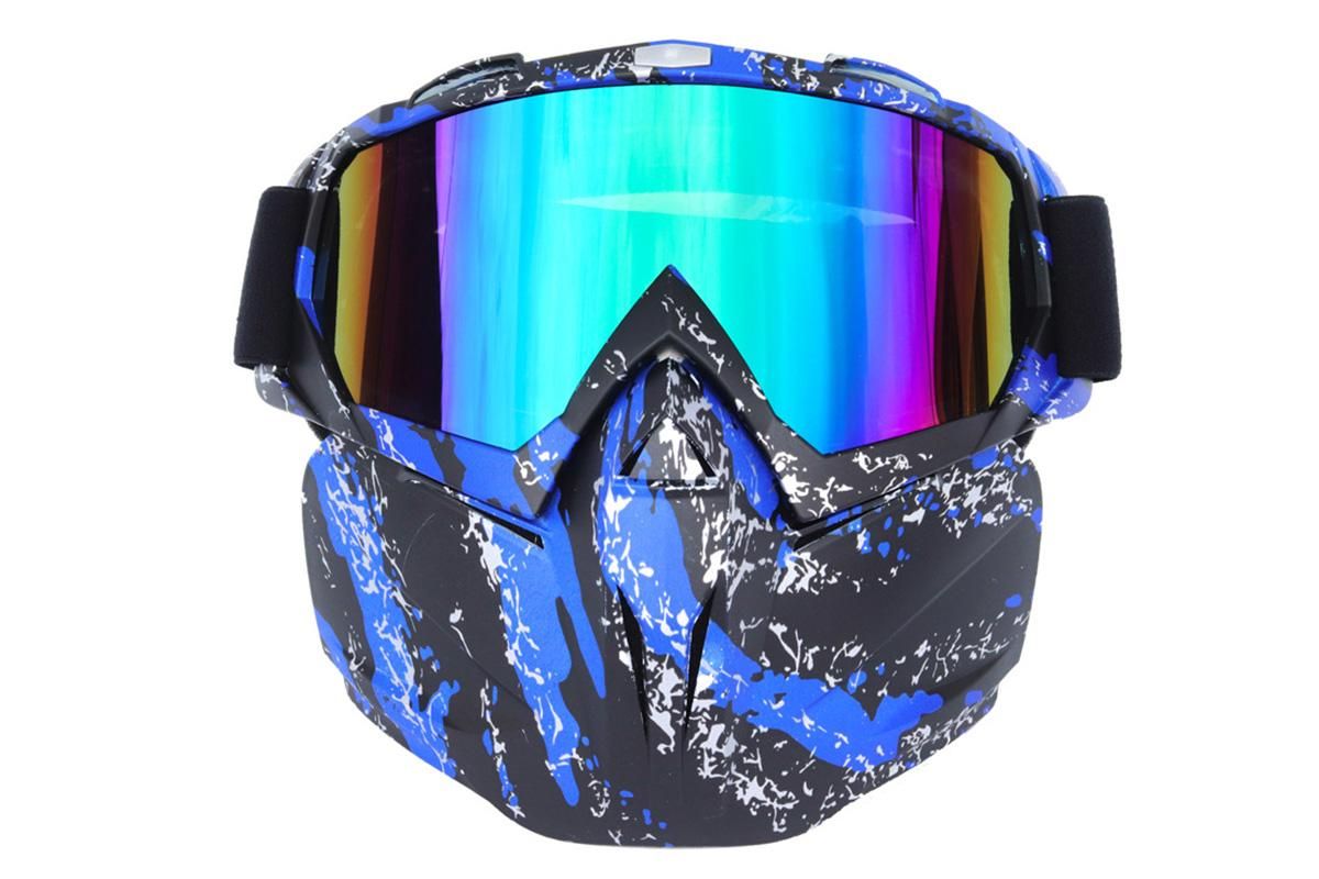 Outdoor Sport Goggles Ski Snowmobile Face Mask with Sun Glasses - Blue and Black - Image 2