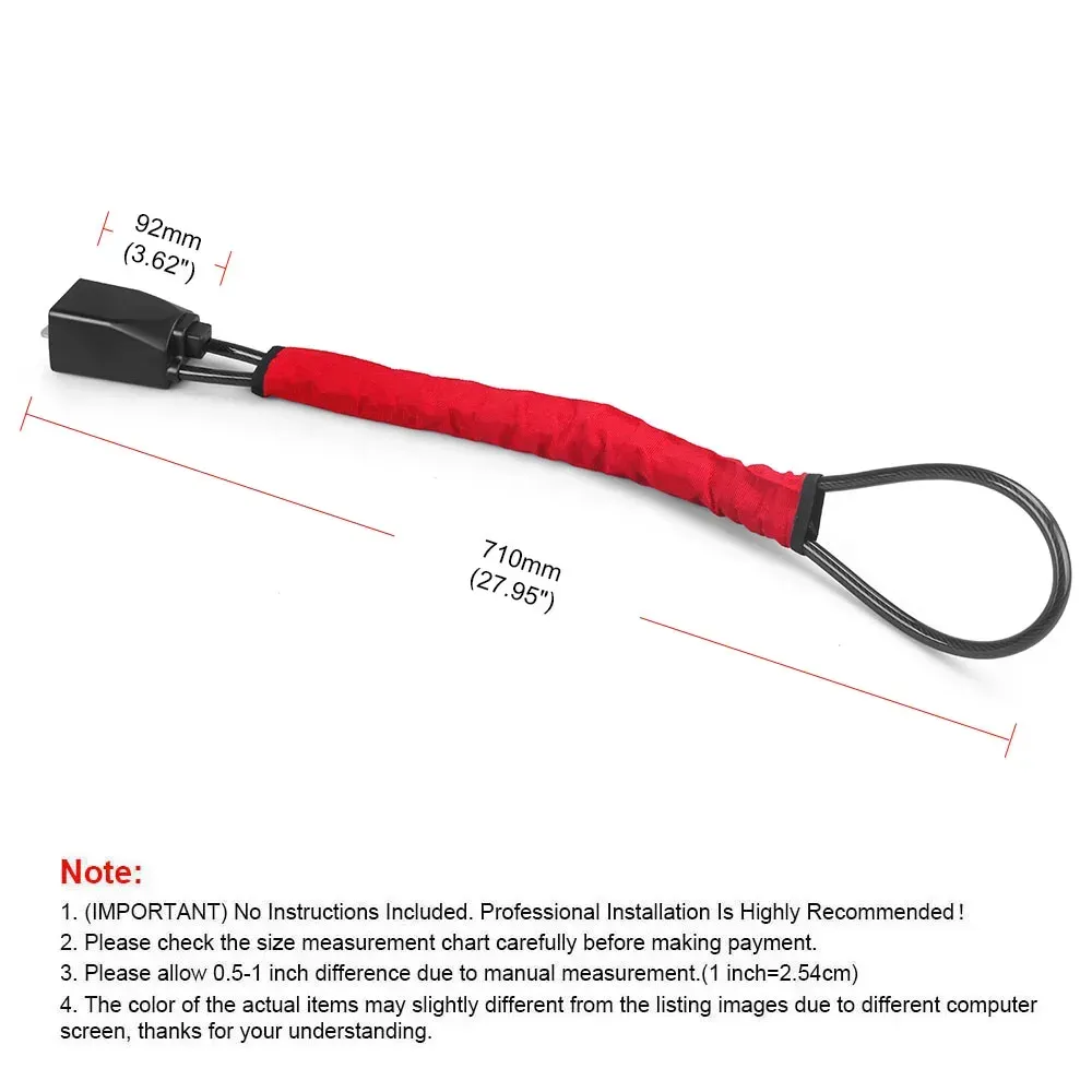 Car Steering Wheel Lock With Seat Belt Socket Steel Rope For Truck SUV Van RV With 3 Keys Universal Anti Theft Device - Yellow - Image 5
