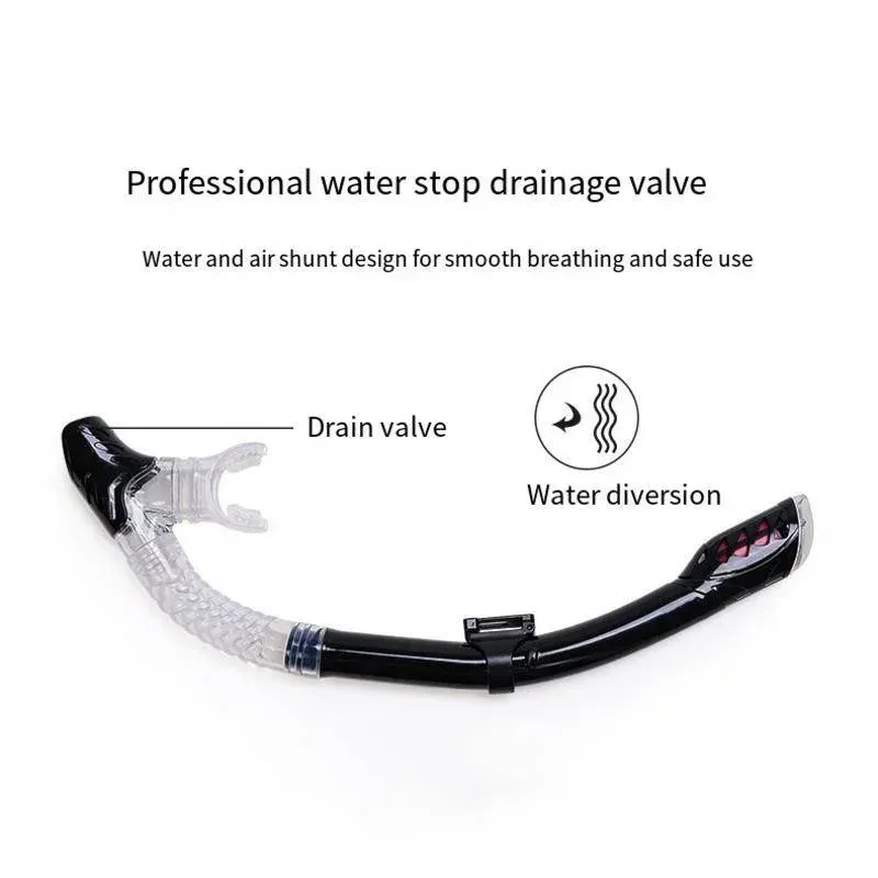 Diving Snorkel Equipment Adults Silicone Breathing Apparatus Swimming Waterproof Snorkel Anti-wave Breathing Tube - Clear Black Yellow - Image 2