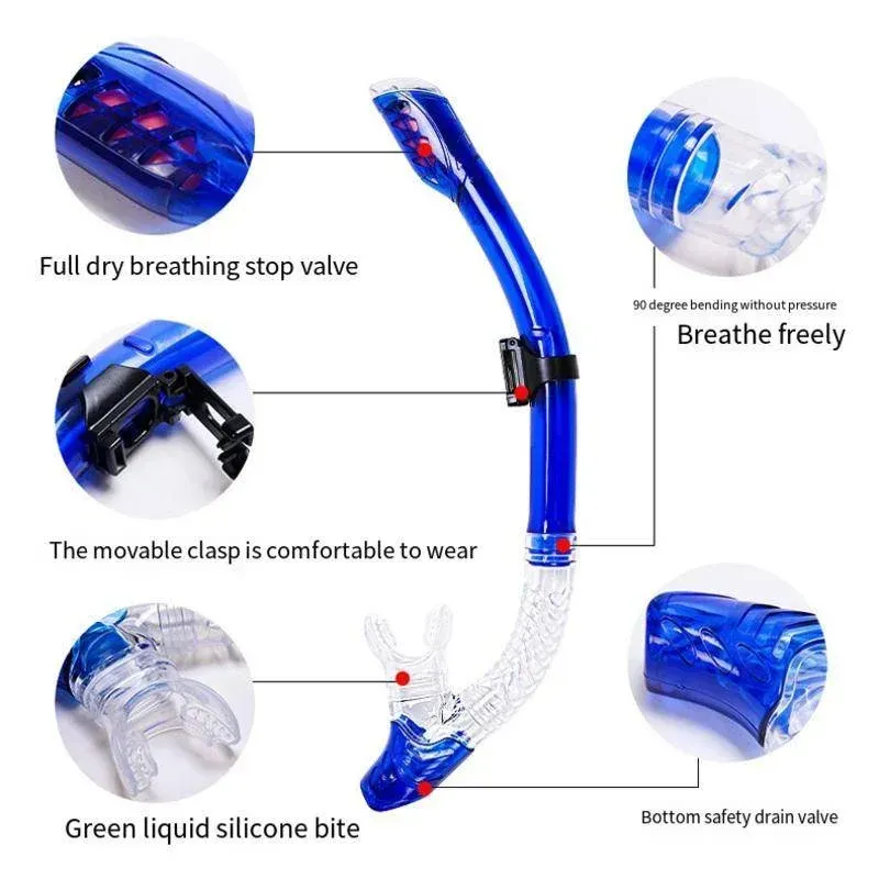 Diving Snorkel Equipment Adults Silicone Breathing Apparatus Swimming Waterproof Snorkel Anti-wave Breathing Tube - Clear Black Yellow - Image 3