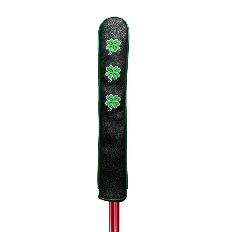 Golf Alignment Rod Cover Aiming Training Aid Headcover Waterproof Leather Head Protection Golf Supplies - Clover Black - Image 1