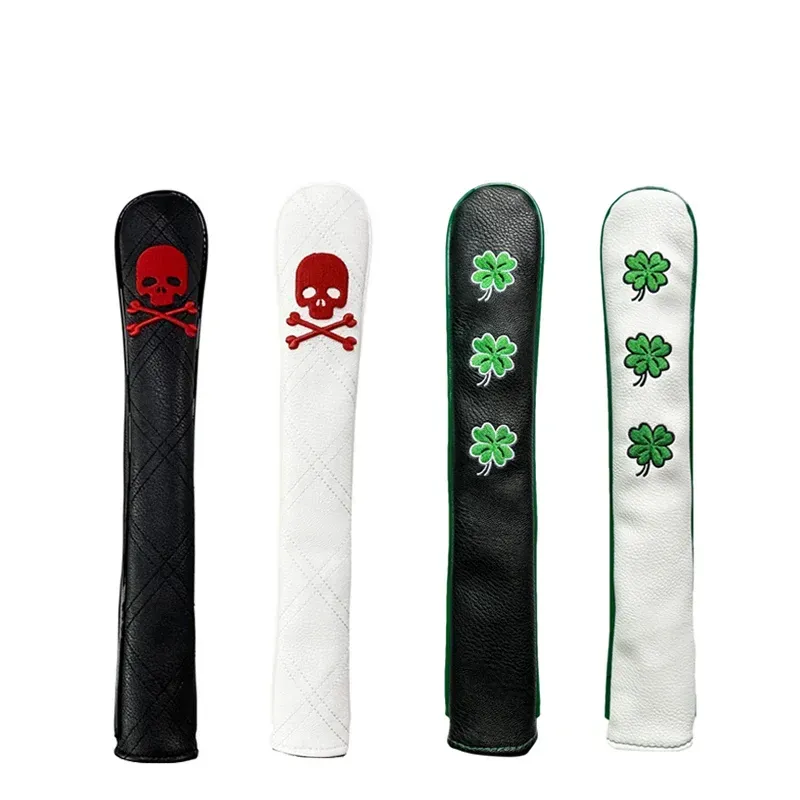 Golf Alignment Rod Cover Aiming Training Aid Headcover Waterproof Leather Head Protection Golf Supplies - Clover Black - Image 2