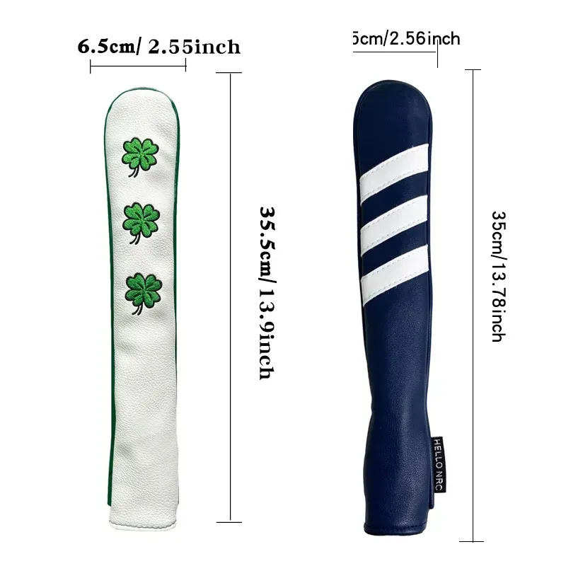 Golf Alignment Rod Cover Aiming Training Aid Headcover Waterproof Leather Head Protection Golf Supplies - Clover Black - Image 5