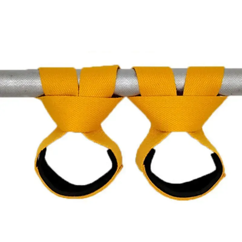Gym Lifting Straps Barbell Deadlift Booster Belt Fitness Anti-slip Hand Wraps Wrist Straps Fitness Training Auxiliary Belt - Yellow M - Image 1