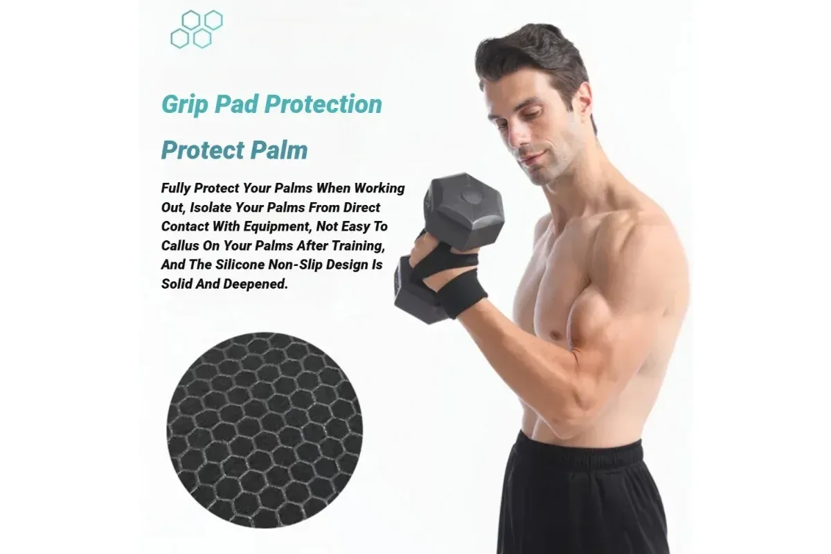 Half Finger Training Sport Gloves For Men Women Workout Fitness Body Building Weightlifting Gym Hand Wrist Protector Dumbbells - Black (1pair) L - Image 3