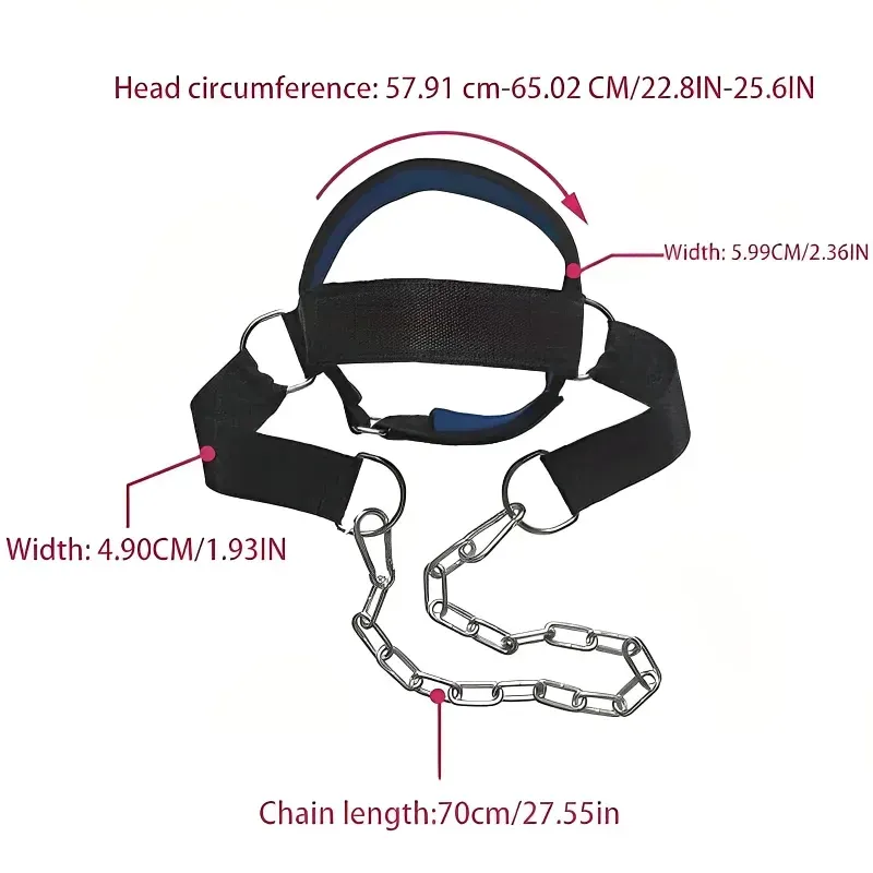 Head Neck Training Harness Exercise Cervical Spine Strap Adjustable Gym Fitness Weight Bearing Device - Blue - Image 2