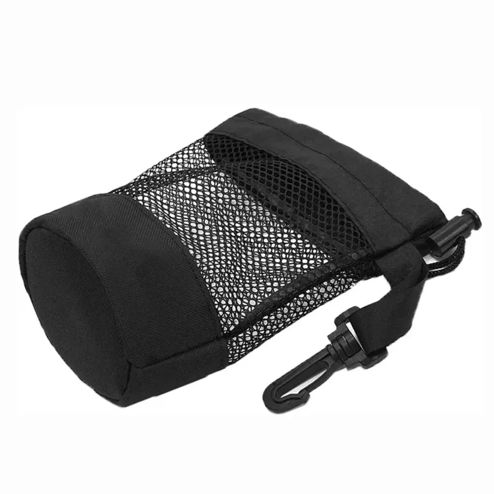 Mesh nylon drawstring golf bag holds 16 golf balls suitable for family outings single-sided drawstring pocket - Black - Image 1