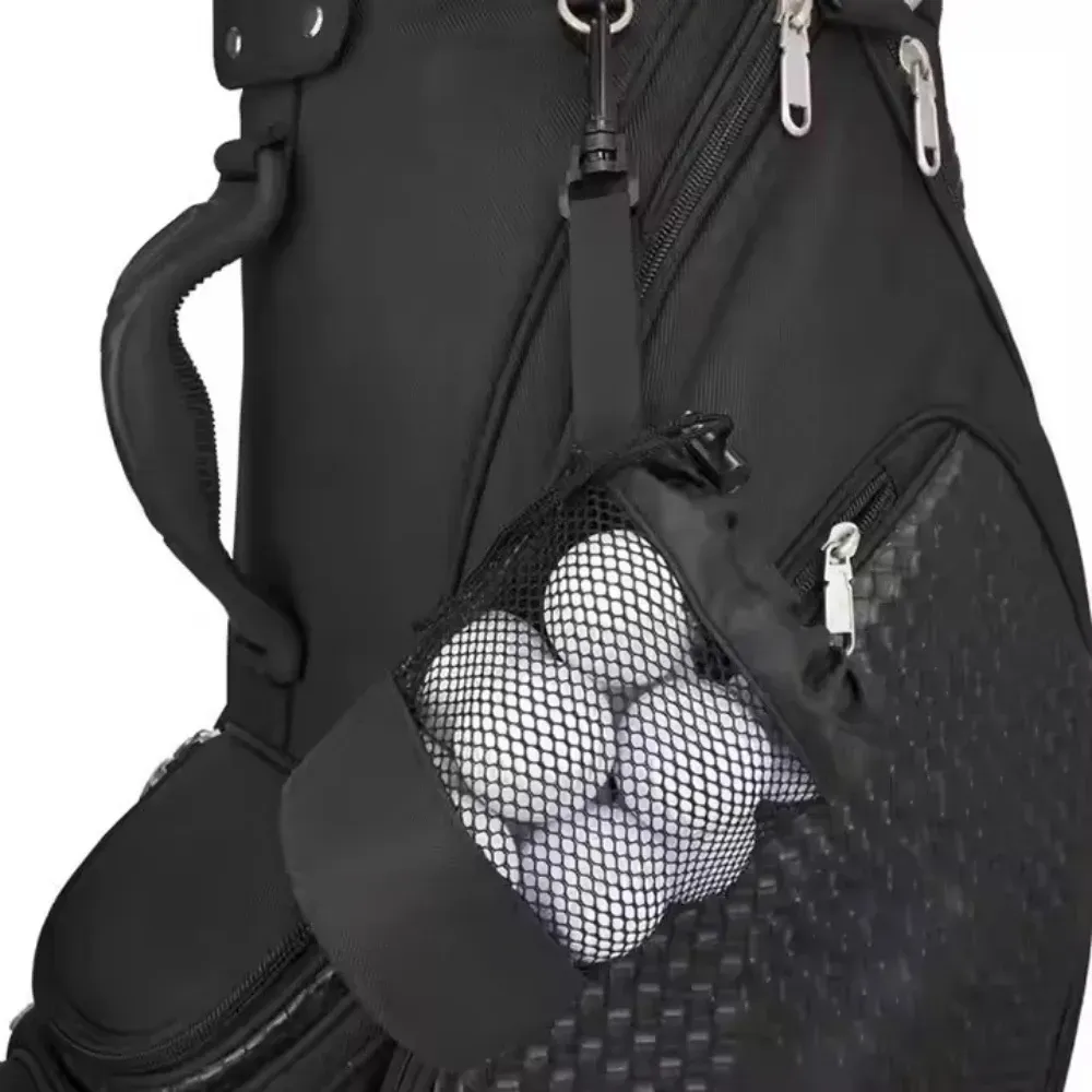 Mesh nylon drawstring golf bag holds 16 golf balls suitable for family outings single-sided drawstring pocket - Black - Image 3