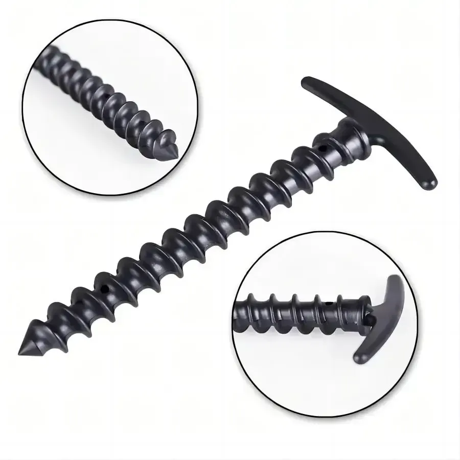 Outdoor Camping Screw Stakes For Camping Hiking Tent 10pcs - 10 Pcs Blacks - Image 3