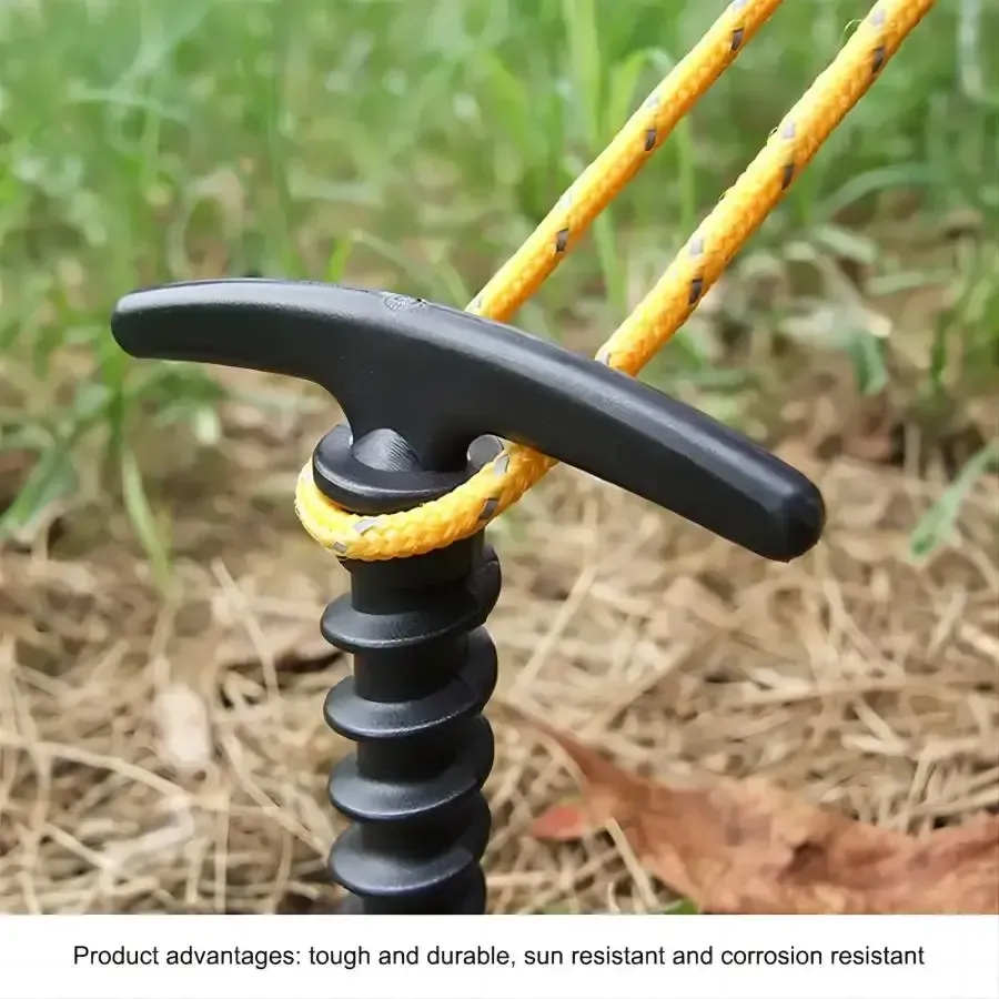 Outdoor Camping Screw Stakes For Camping Hiking Tent 10pcs - 10 Pcs Blacks - Image 4
