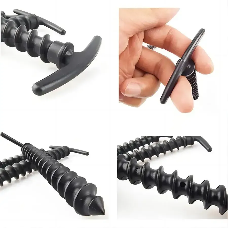 Outdoor Camping Screw Stakes For Camping Hiking Tent 10pcs - 10 Pcs Blacks - Image 5