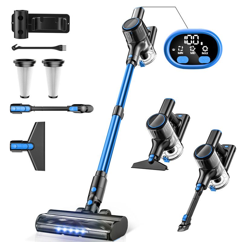 Cordless Vacuum Cleaner, 55Kpa/8 in 1 Powerful Suction Lightweight Vacuum Cleaner for Home, LED Display, 3 Suction Modes, 45Mins Detachable Battery Vacuum for Hard Floor Carpet Pet Hair - Image 1