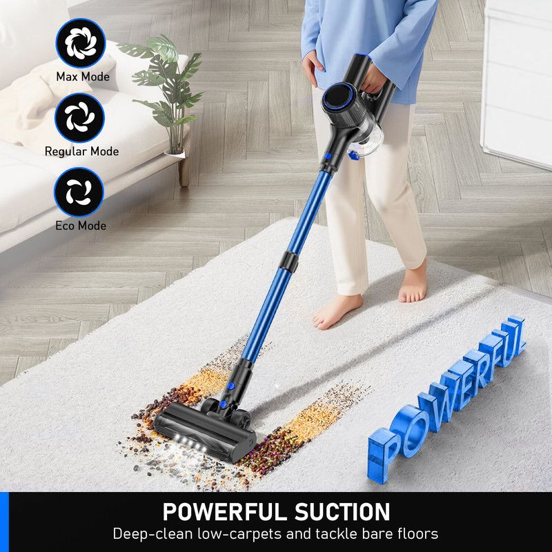 Cordless Vacuum Cleaner, 55Kpa/8 in 1 Powerful Suction Lightweight Vacuum Cleaner for Home, LED Display, 3 Suction Modes, 45Mins Detachable Battery Vacuum for Hard Floor Carpet Pet Hair - Image 2