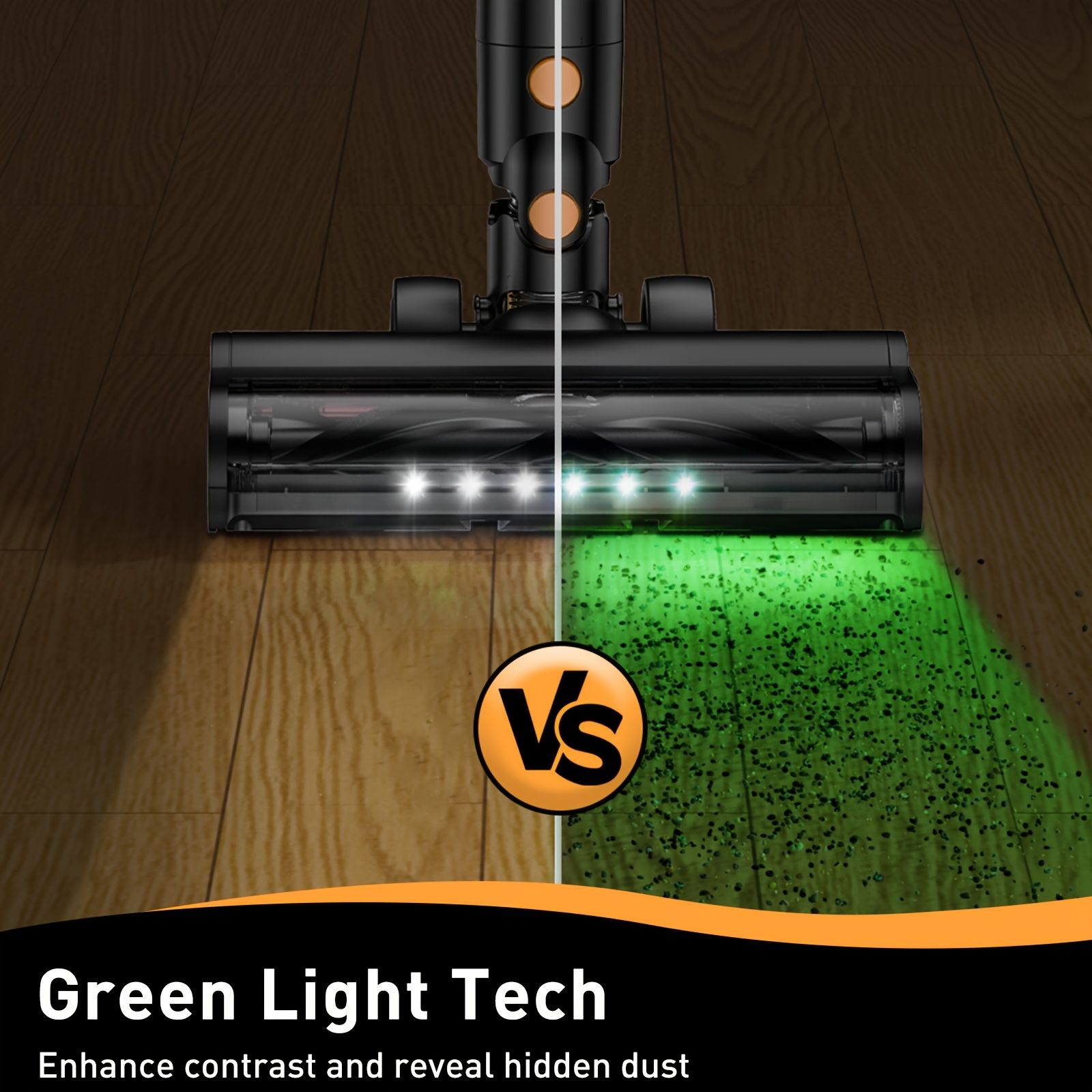 Cordless Vacuum Cleaner, 55Kpa Powerful Suction，8-in-1 Powerful Stick Vacuum Cleaner with Anti-tangle Brush And Upgraded Green Light, 2200mAh. 45 Minute Run Time Rechargeable Lightweight Vacuum Cleaner for Hardwood Floors, Carpets And Pet Hair. - Image 7