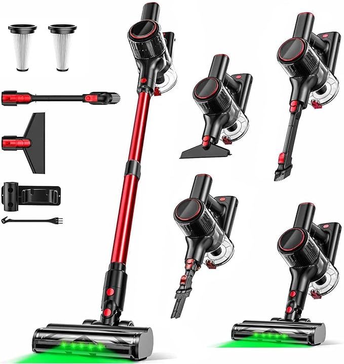 Cordless Vacuum Cleaner 8 in 1 55Kpa Powerful Suction Lightweight,LED Display,45Mins Detachable Battery Vacuum for Floor/Carpet - Image 1