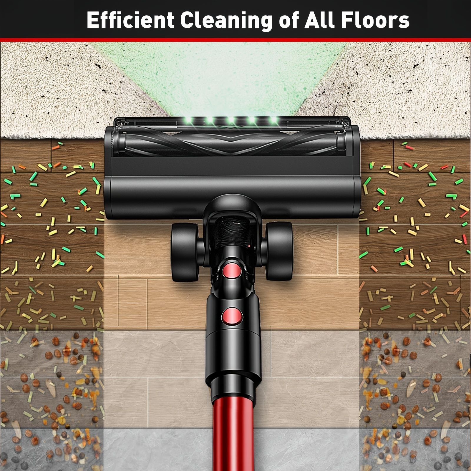 Cordless Vacuum Cleaner 8 in 1 55Kpa Powerful Suction Lightweight,LED Display,45Mins Detachable Battery Vacuum for Floor/Carpet - Image 4