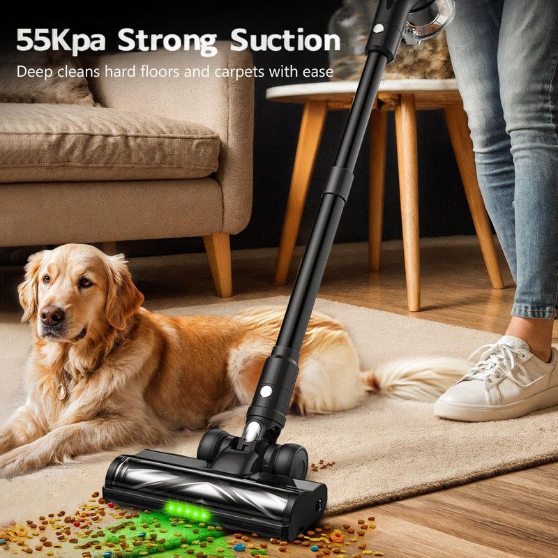 Cordless Vacuum Cleaner, 55Kpa/55Mins Vacuum Cleaners for Home. Self-Standing Stick Vacuum with Rechargeable Dock，LED Display & Anti-Tangle，Lightweight Rechargeable Vacuum for Carpet，Floor - Image 3