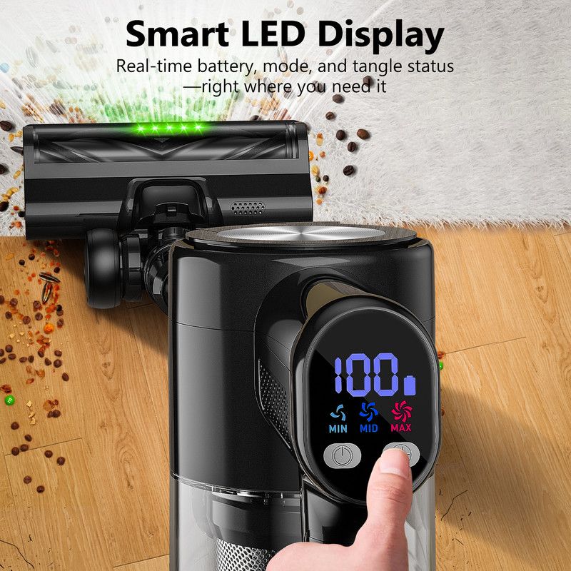 Cordless Vacuum Cleaner, 55Kpa/55Mins Vacuum Cleaners for Home. Self-Standing Stick Vacuum with Rechargeable Dock，LED Display & Anti-Tangle，Lightweight Rechargeable Vacuum for Carpet，Floor - Image 5