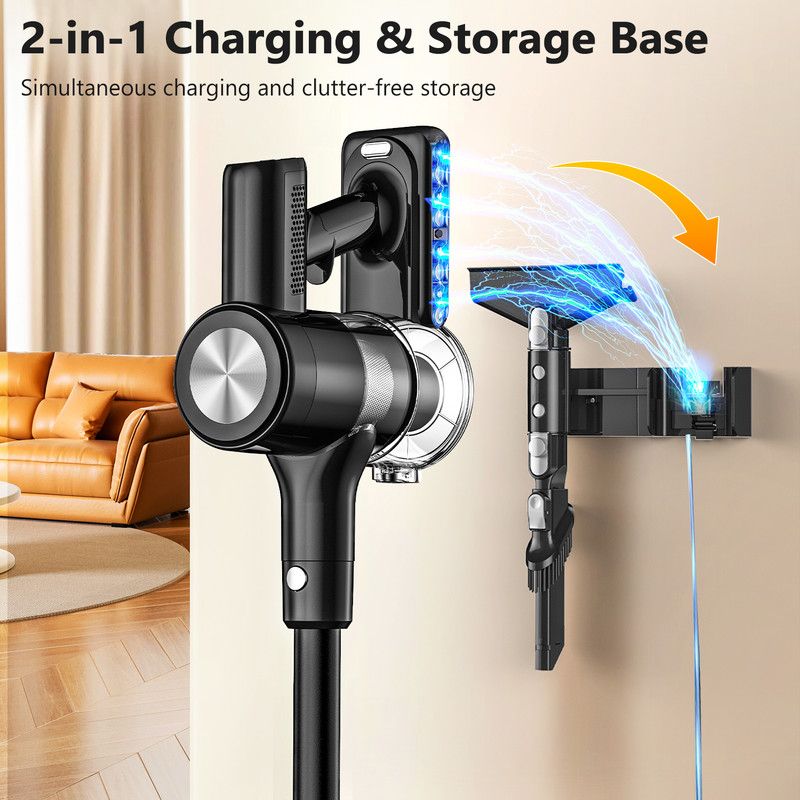 Cordless Vacuum Cleaner, 55Kpa/55Mins Vacuum Cleaners for Home. Self-Standing Stick Vacuum with Rechargeable Dock，LED Display & Anti-Tangle，Lightweight Rechargeable Vacuum for Carpet，Floor - Image 8