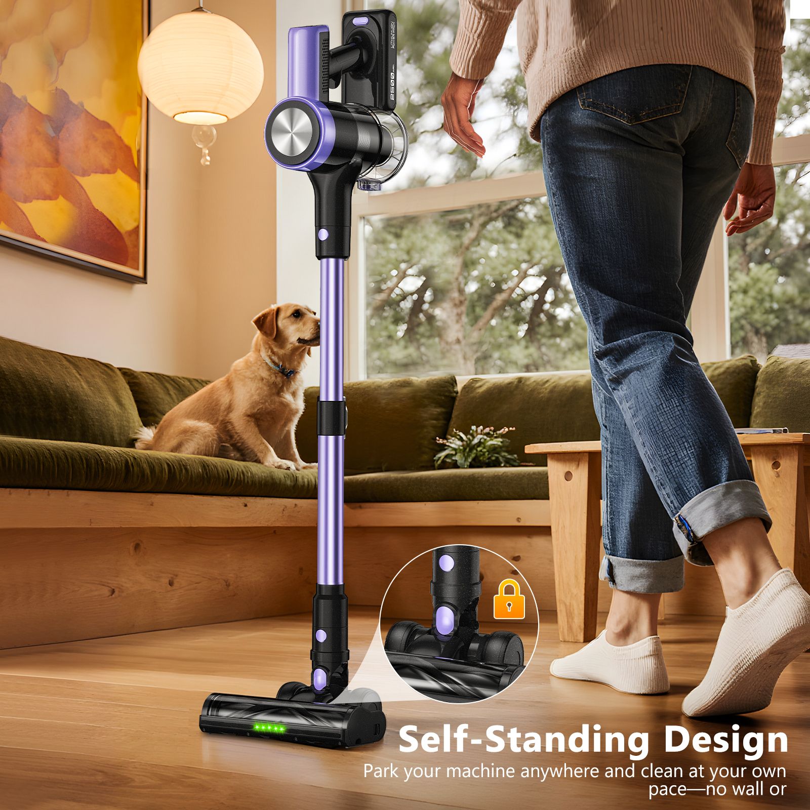 Cordless Vacuum Cleaner, 55Kpa/55mins Self-Standing Powerful Stick Lightweight Vacuum Cleaner for Home Pet Hair/Hard Floor/Carpet。 - Image 2